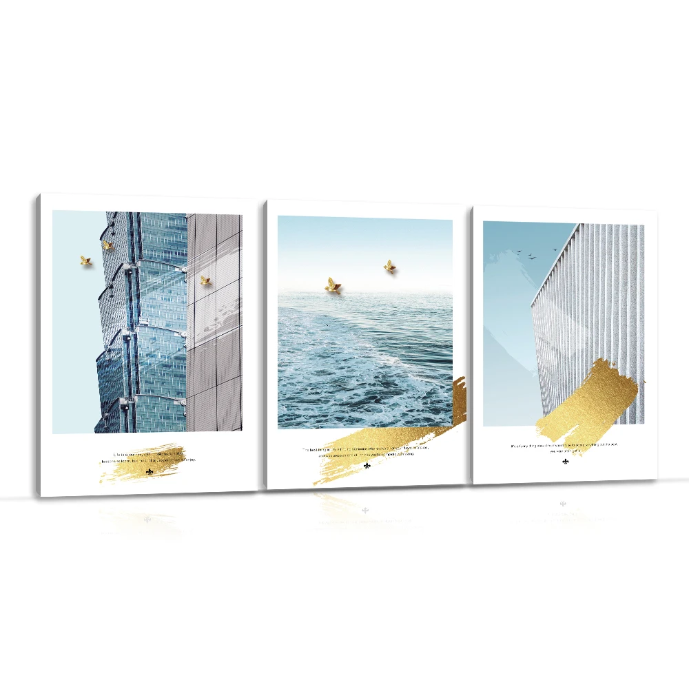 

Nordic Style Modern Decoration 3 Panels Creative Canvas Wall Picture Scenery Painting Art Prints from Photo