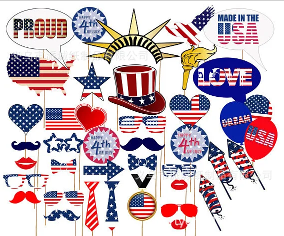 

U.S. National Day Independence Day 40-piece photo props 4th of July party photo supplies Independence Day party decoration