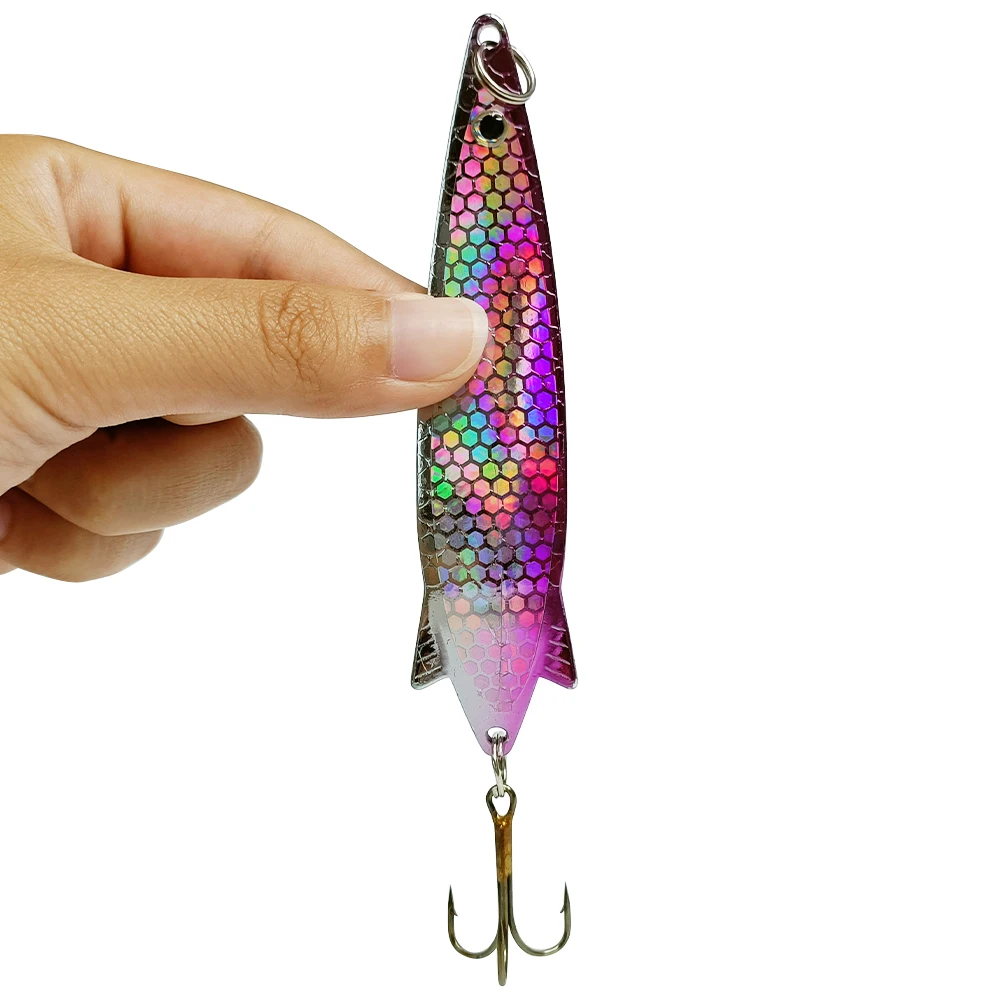 

Newbility Saltwater Metal Lead Jigging 10.5cm 25g fish shape Northern pike Spoon Fishing Lure, Pink,blue