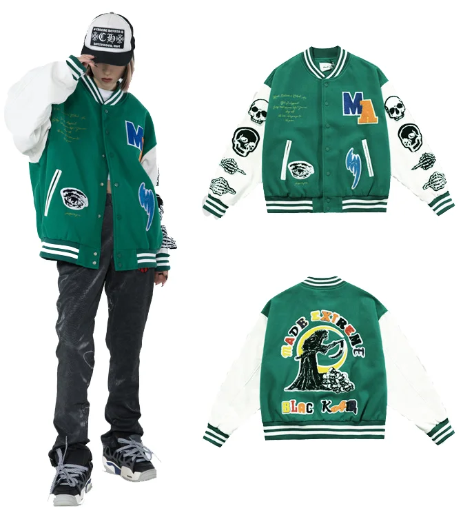 

plus size embroidery patch college wool letterman varsity jacket plain men baseball jacket wool varsity jacket for men