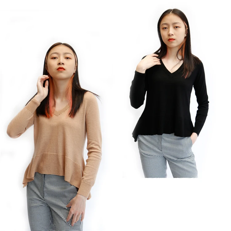 

Factory Price Wholesale Custom Women Wool Knit Pullover Sweater, Black, camel, gray