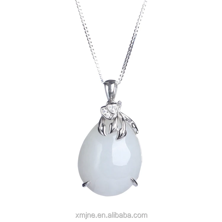 

S925 Sterling Silver Necklace Female Water Drop Jade Pendant Necklace Jade Jade Wholesale