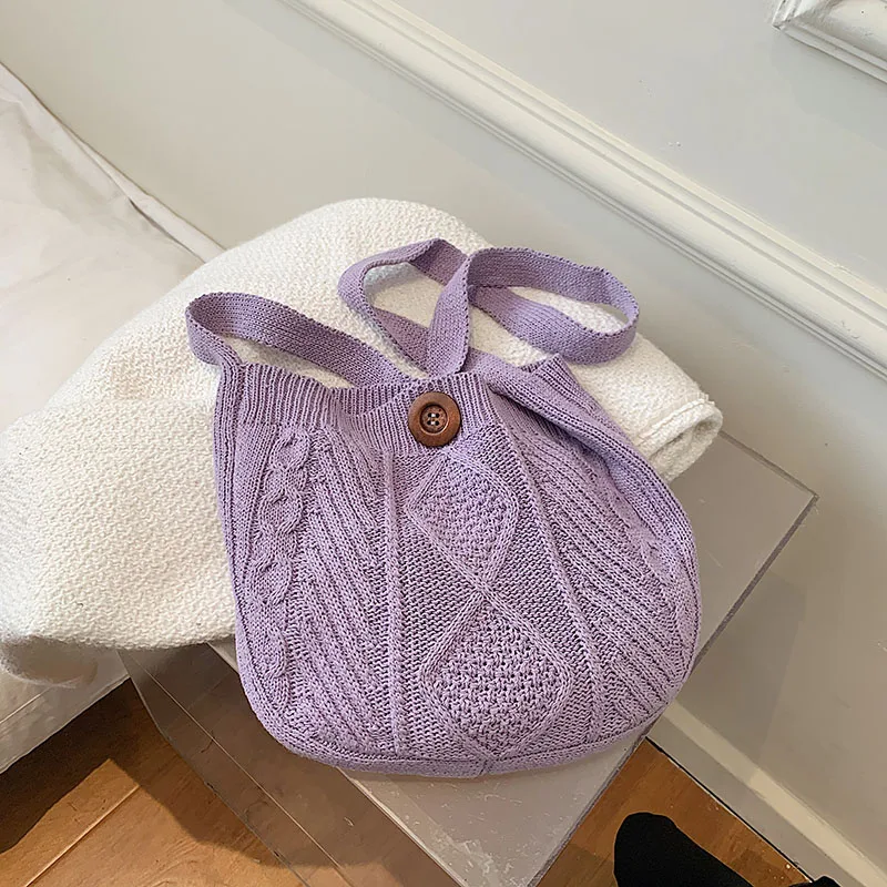 

2022 New Style Korean Casual Street Girls Shoulder Cross body Bag Fashion Knitted Bag, 3 colors