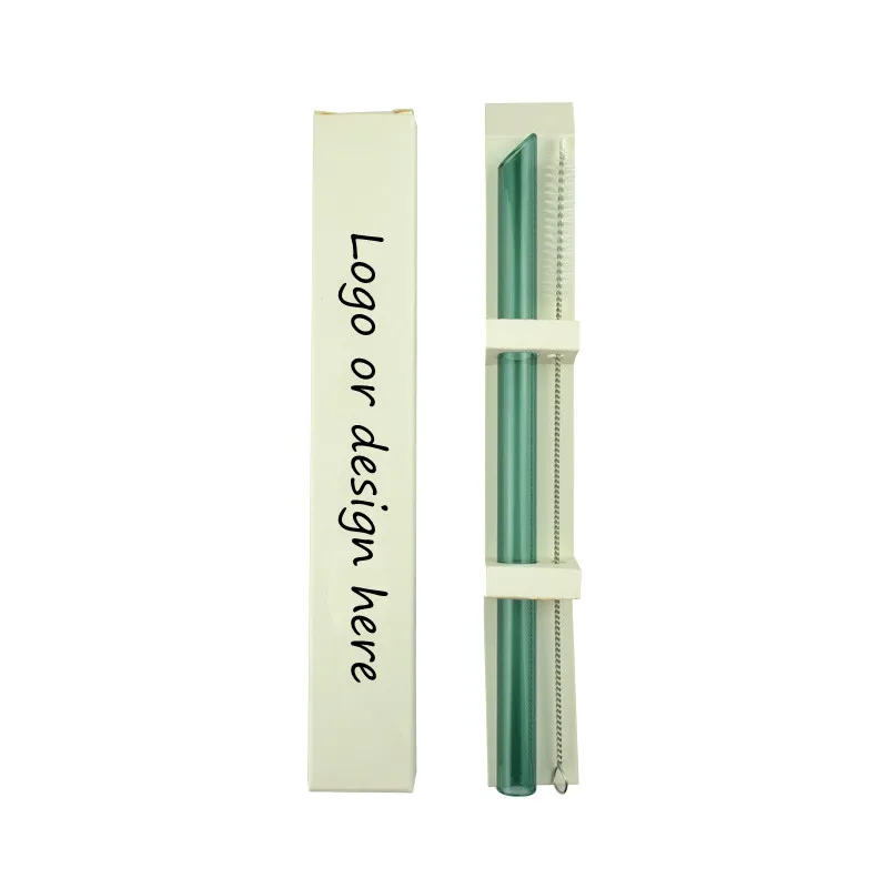 

Custom glass straw set with custom case smoothie boba straws reusable