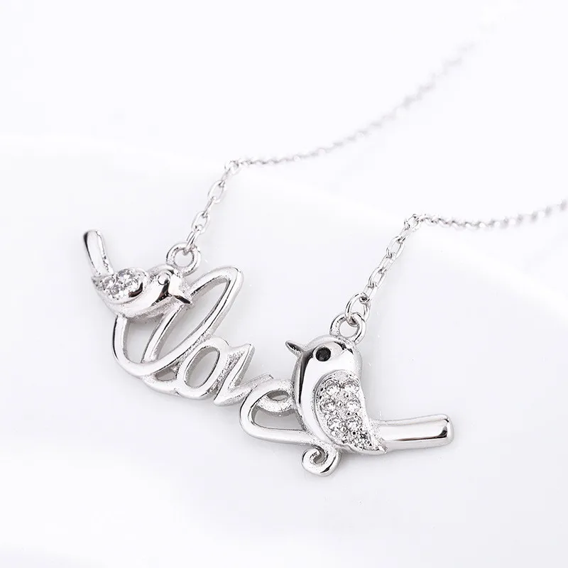 

ODM collier tendance joyas de plata 925 bird love letter sterling silver jewelry initial necklace