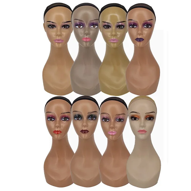 

Hot selling skin color display wigs scarfs model head makeup realistic women mannequin heads without shoulder for Type Wig Stand