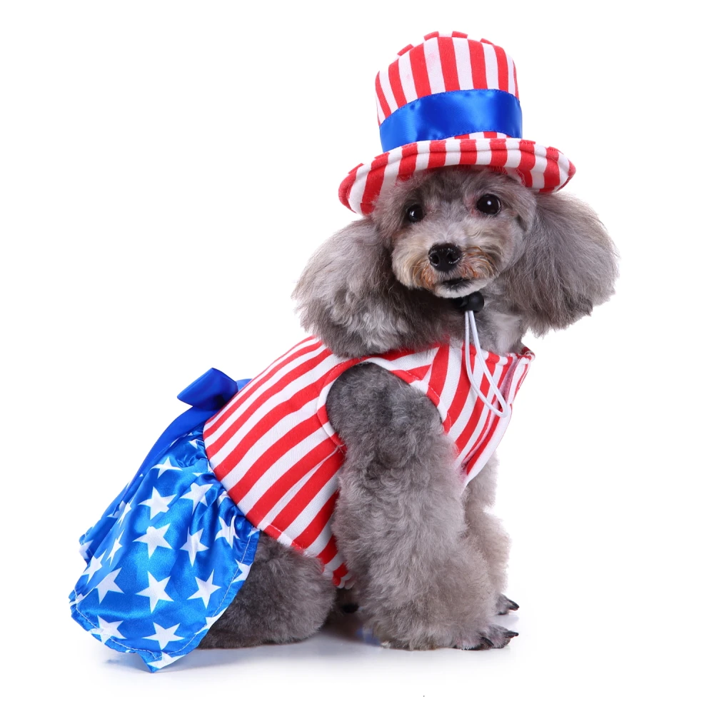 

Stock Holiday Pet Warm Clothes Colorful Christmas Pet American Striped Skirt Dog Skirt