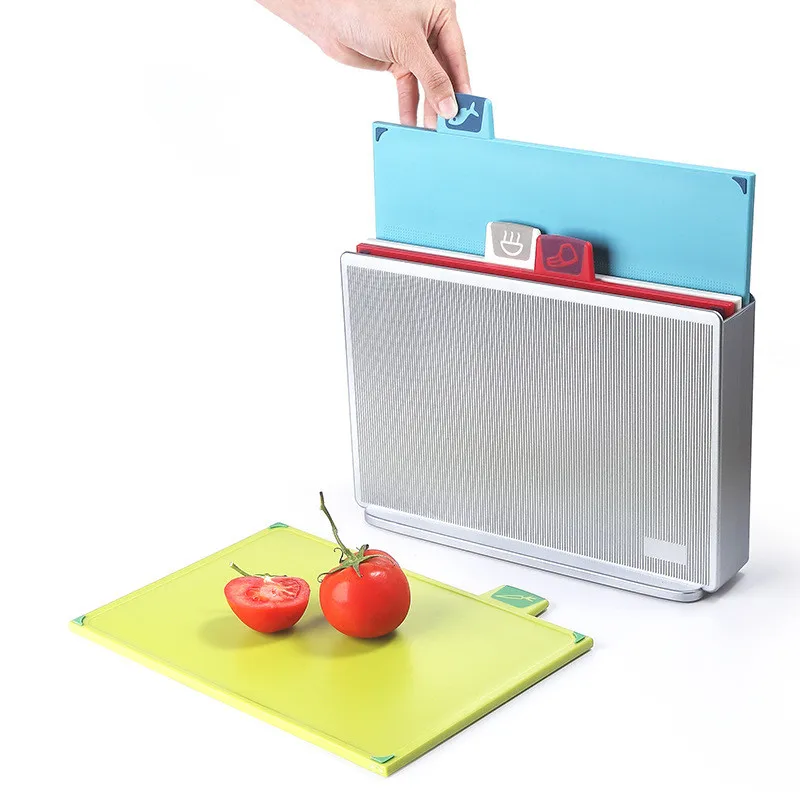 

Amazon new best selling products 2019 kitchen accessories multifunction plastic color coded index chopping board set with holder