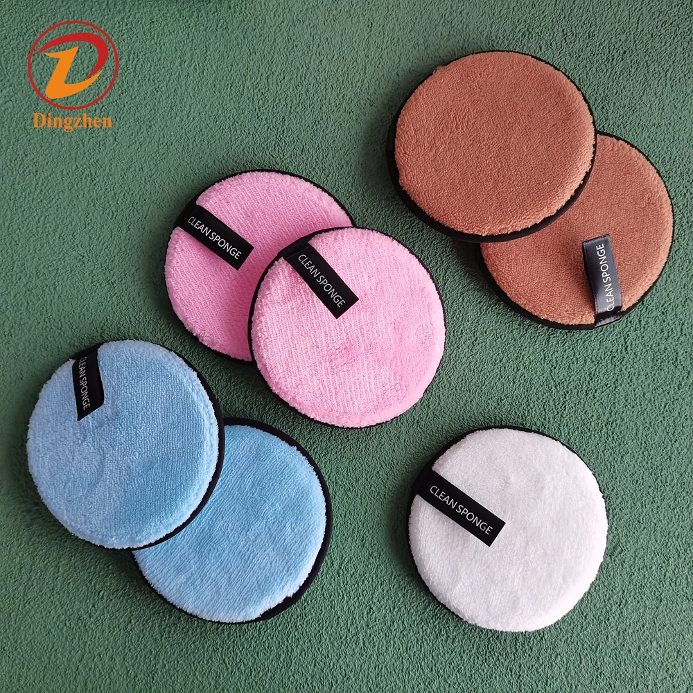 

Washable Microfiber Rounds Cleaning Puff Reusable Eco Friendly Makeup Remover Pads For All Skin Types Daily Using, Colorful