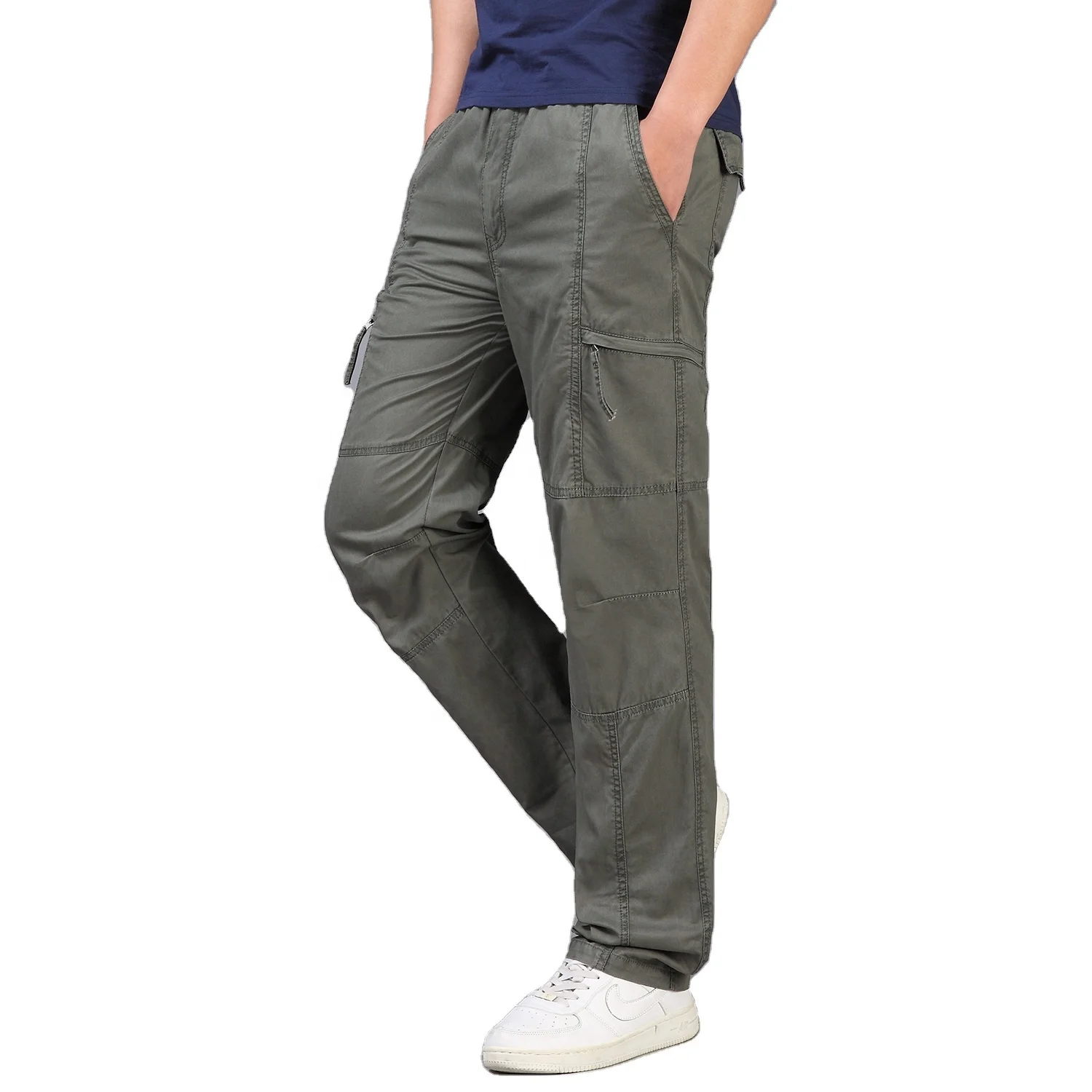 

summer breathable cotton cargo long mens pants casual