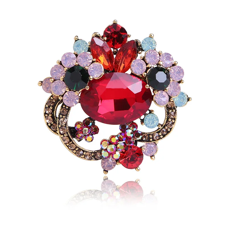 luxury cheap flower brooch pins diamond brooches for women cloth decoration