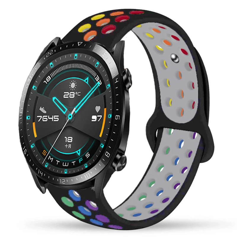 

Huawei Watch GT 2/2e strap 42mm/46mm GT2/GT2e Pride Edition silicone bracelet 20mm/22mm band for Samsung Galaxy watch 42 46 mm, 8 colors