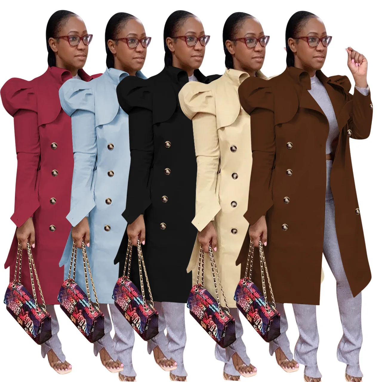 

Hot Selling Winter Women Blazer Trench Khaki Ladies Long Coats For Girls