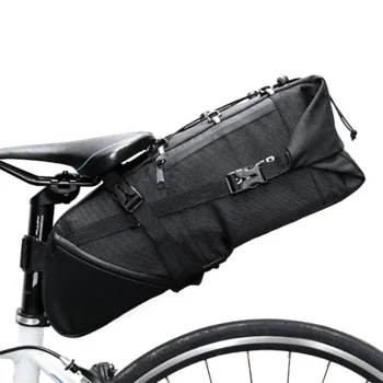 

Large capacity portable folding waterproof cycling seat bag for bike travel, Black