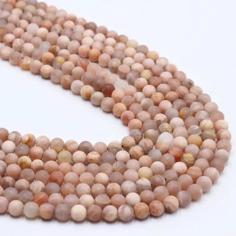 

Wholesale Round Sunstone Beads Diy Necklace Bracelet Frosted Matte Sunstone For Jewelry Making Size 4/6/8/10/12mm