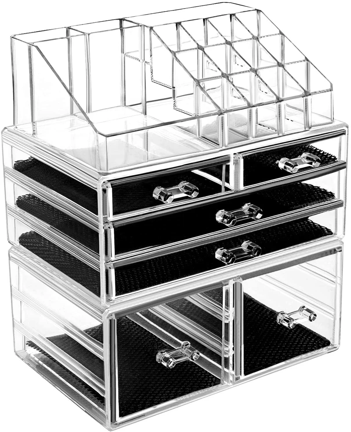 

acrylic makeup organizer jewelry and cosmetic storage organizer, White