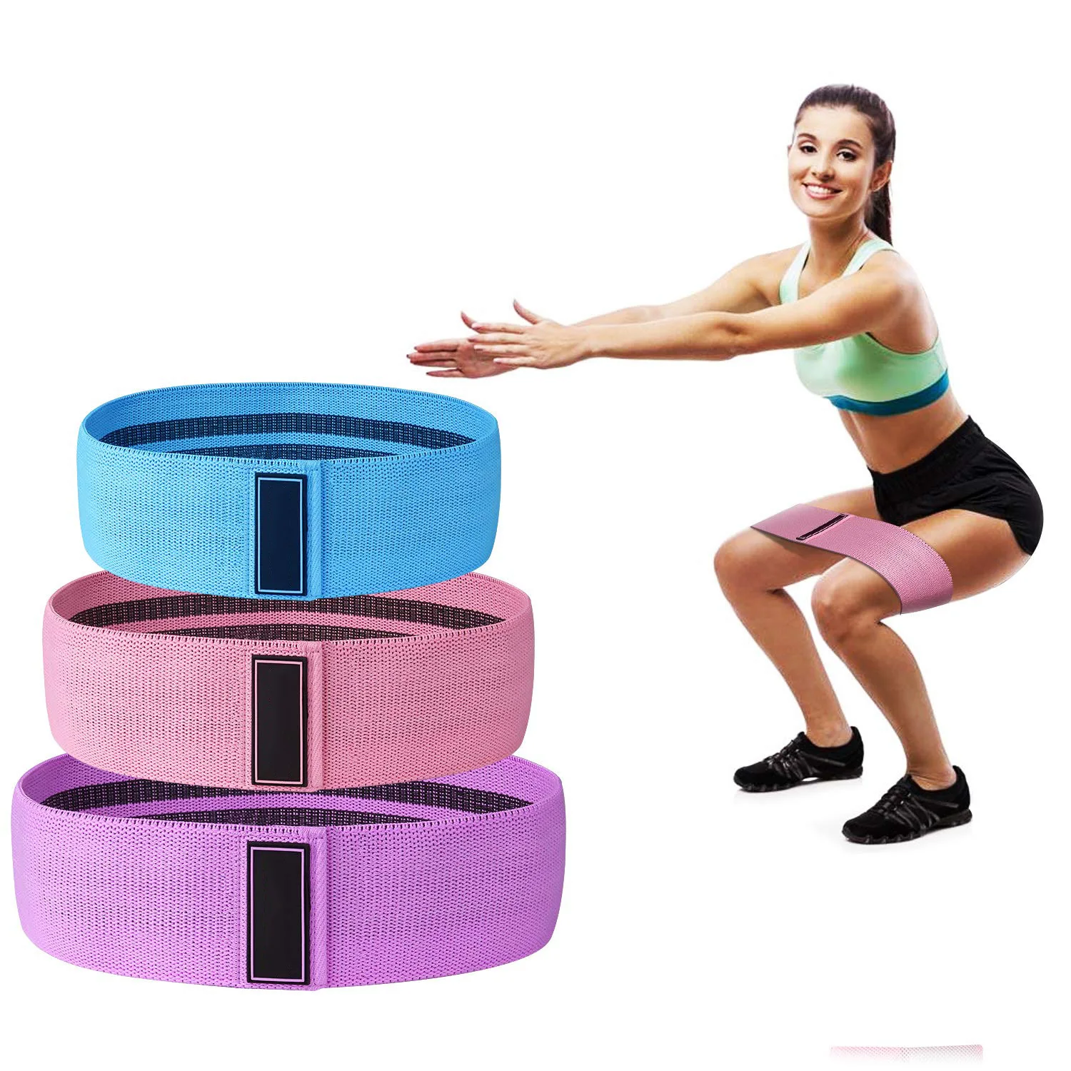

2020 Top quality flat yoga resistance bands tubes for fitness, Blue pink purple