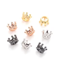 

Women Bracelet DIY Connector Accessories Micro Pave White/Black Cubic Zirconia Copper Spacer Bead Crown Beads for Jewelry Making