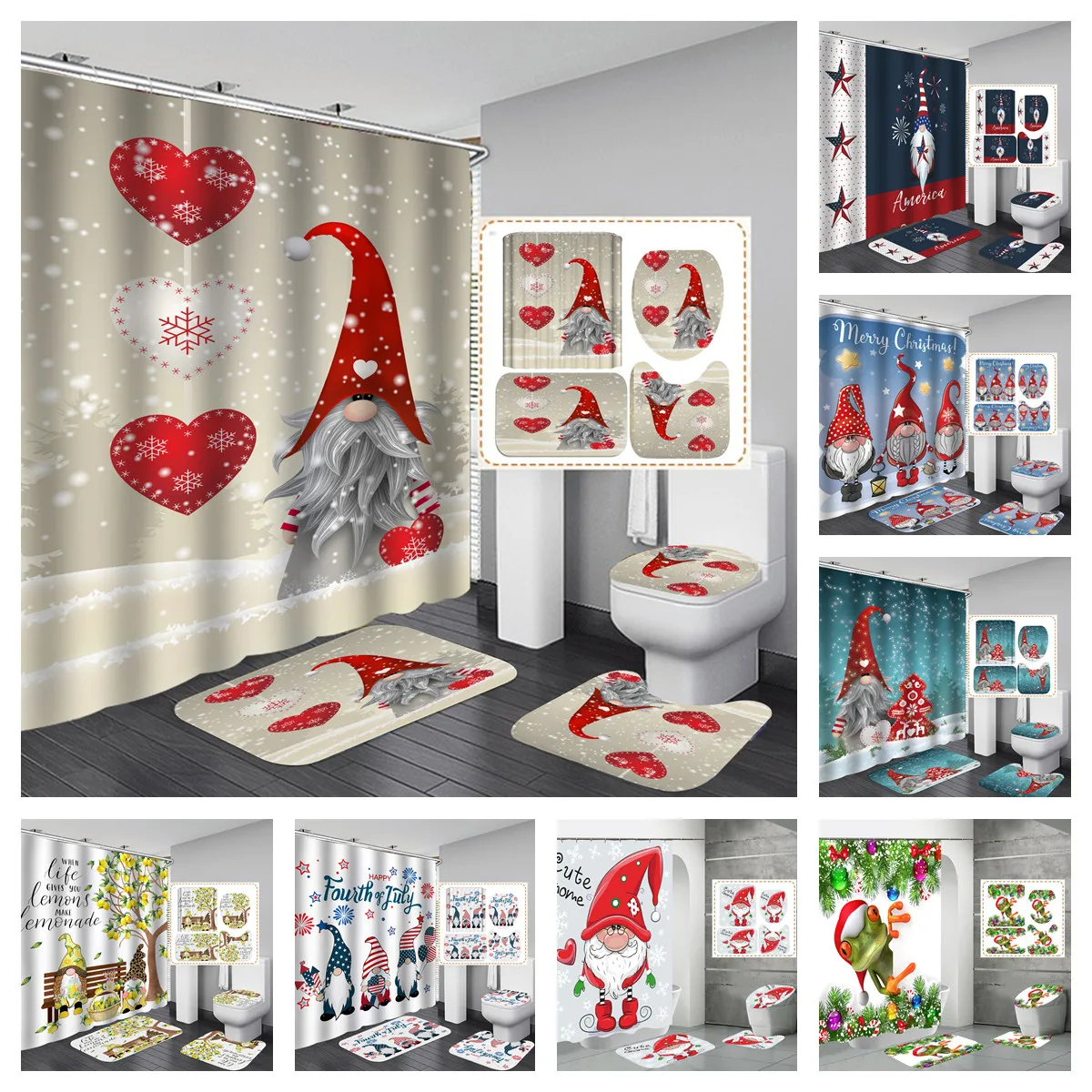 

Custom Christmas 3D Digital Printing Home Hotel Decor Shower Curtain Cartoon Children's Bathroom Shower Curtain, Picture