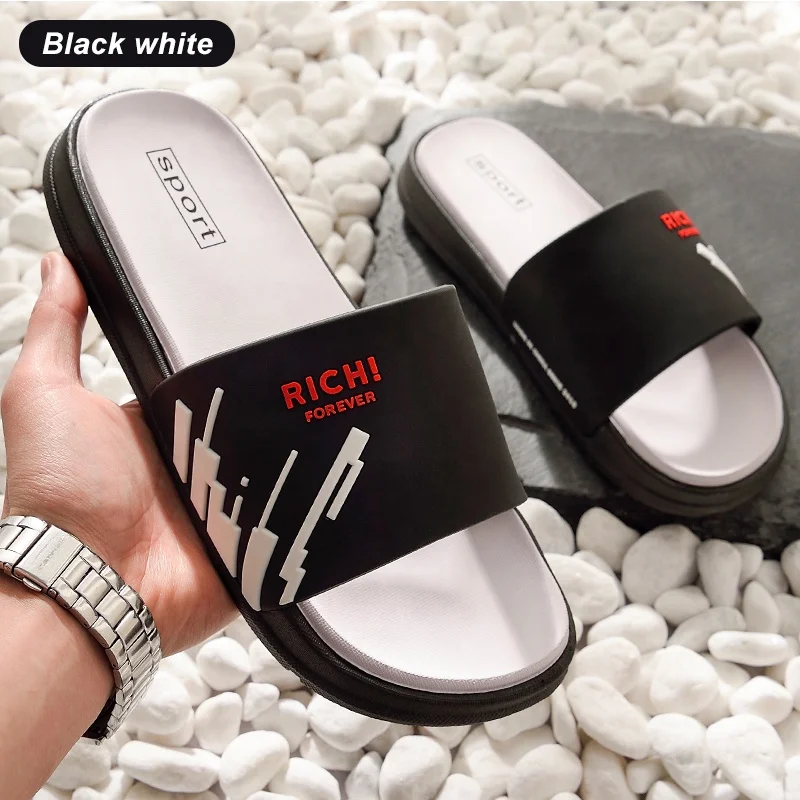 

2020 Fashion New emboss beach slippers ,Summer Men Thicken Comfortable Outdoor PVC sandal Slides Black