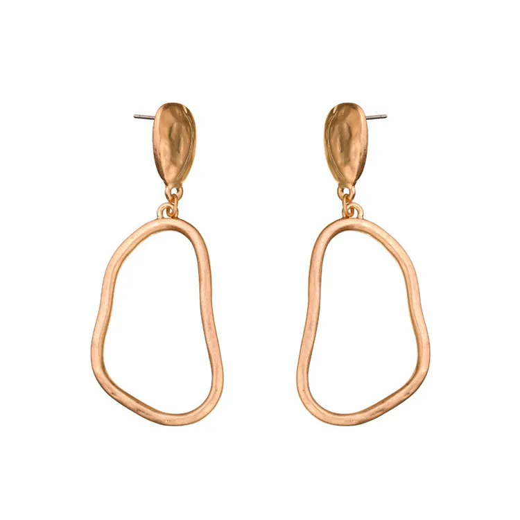 

Boho Gold Plating Geometric Oval Waterdrop Dangle Earrings Vintage Exaggerate Irregular Oval Circle Drop Earrings