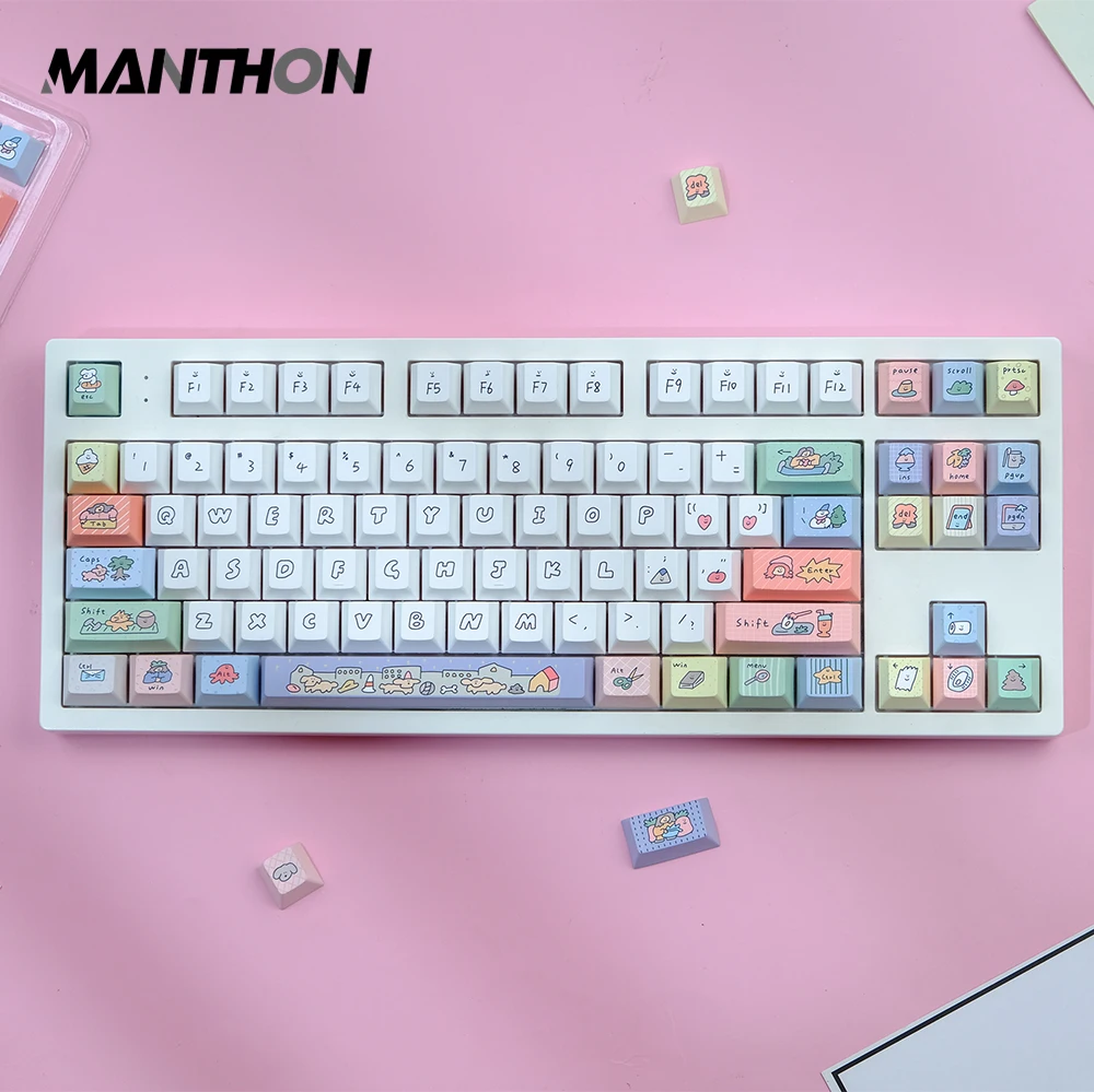 

129 Keys Smiling Face Keycaps Cherry Profile PBT English Keycap For DIY Mechanical Keyboard Keycap