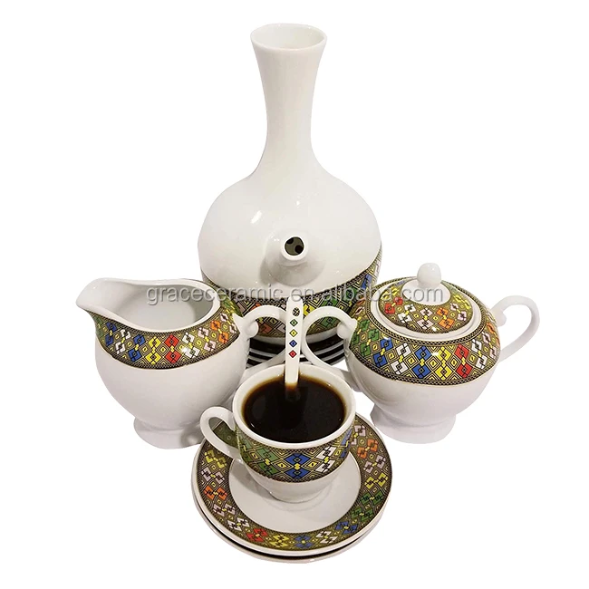 Fashion Rekebot Fine Porcelain 16pcs Ethiopian Coffee Set Coffee Cup