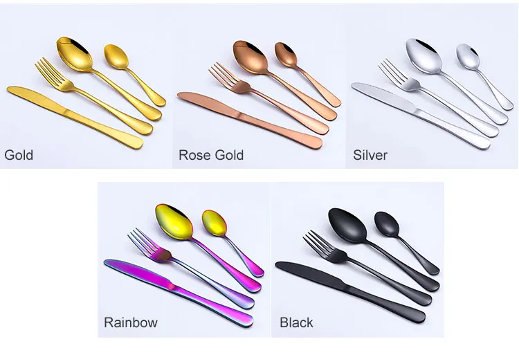 Fruit Steel Knife Dessert Salad Dinner Stainless Meat Cutlery Kid Custom Coffee Bright Handle Spoon And Fork Set