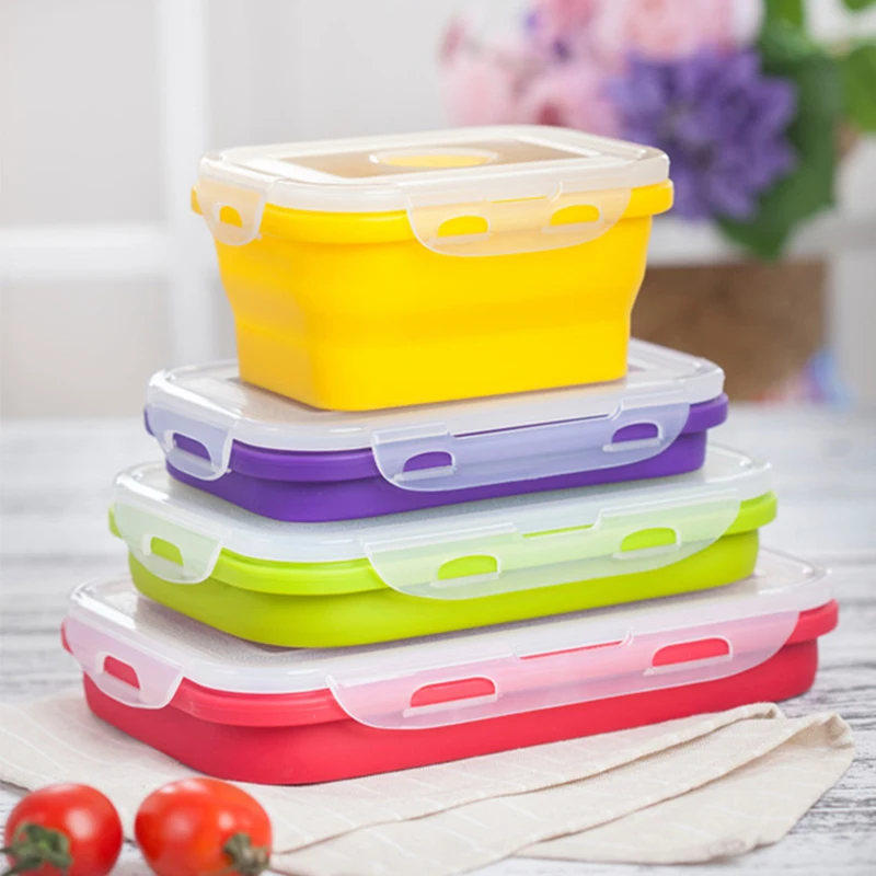 

Food Grade Microwave Safe Silicone Collapsible Lunch Box Food Storage Container