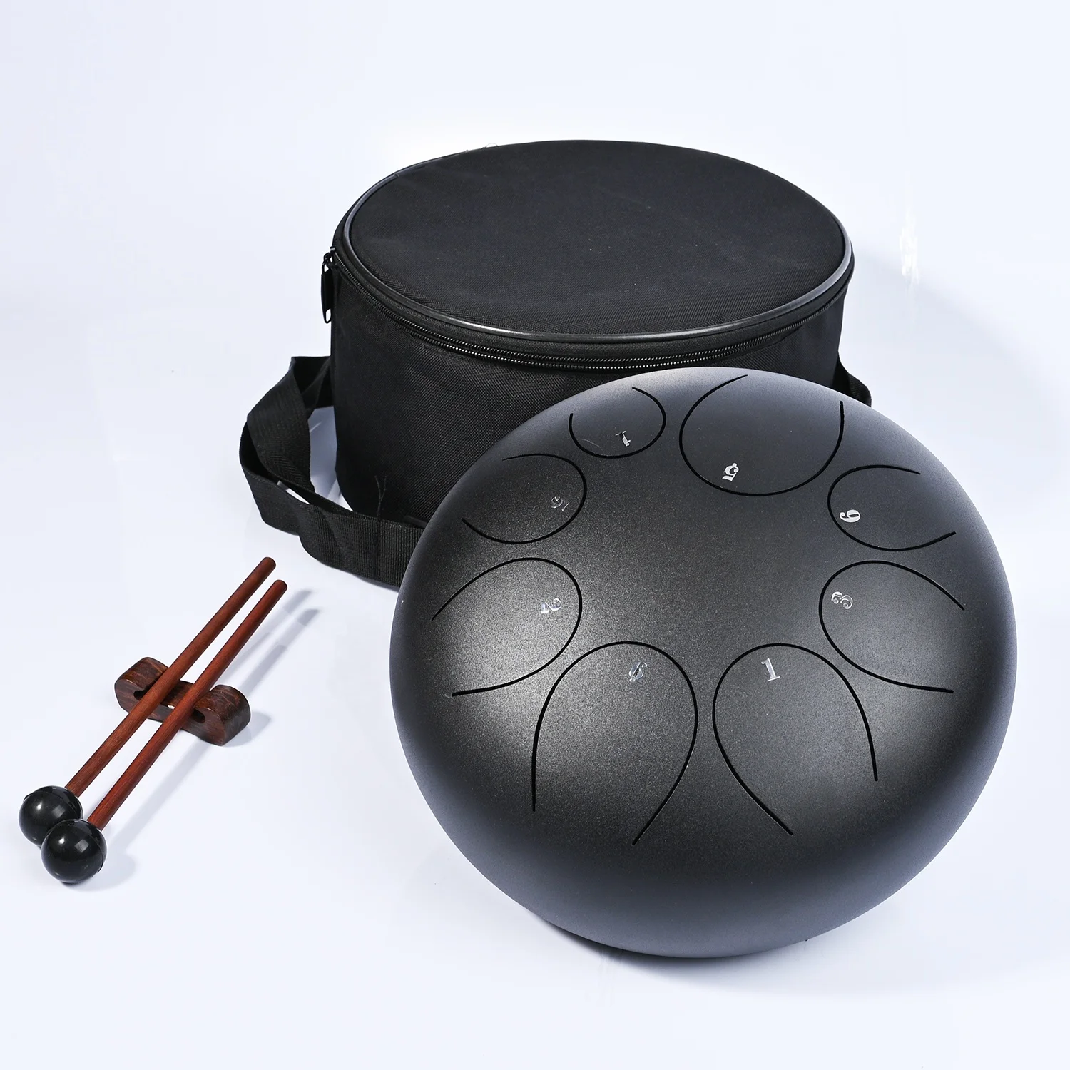 

SUCCESS 10 Inch Black Color Steel Tongue Drum Handpan 8 notes With Free Cushion Bag & 2 Mallets Powerful Energy, Different colores