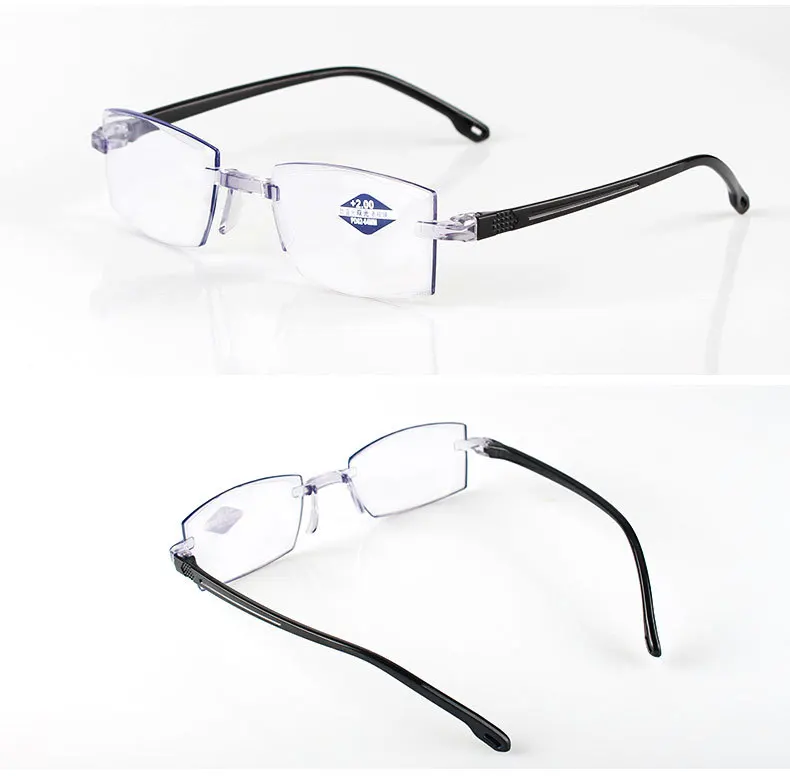 

Double Light Reading Glasses Light Brick Cut Rimless Reading Glasses Blue Men and Women Slim CE ISO9001 PC 7-25 Days Natwve&co, 1olors