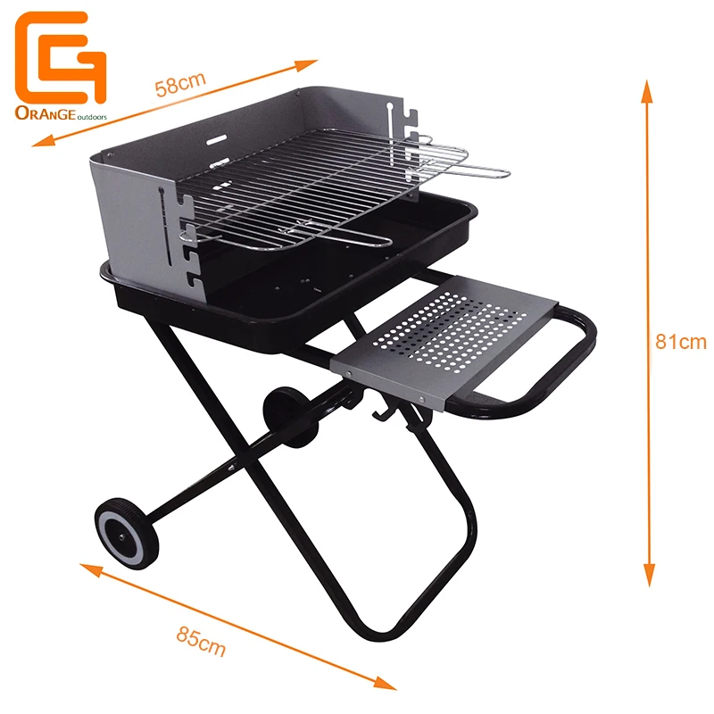 Rectangle Simple BBQ Grill Outdoor Folding Charcoal Grill with Adjustable Cooking Height