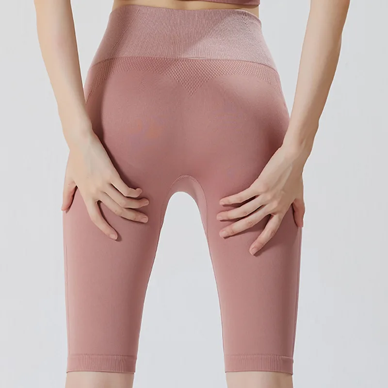 

Women Compression High Waist Seamless Scrunch Back Fitness Training Yoga Biker Shorts, Customized color