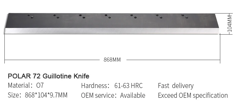 Paper Guillotine Straight Blade Knife With Polar For Paper Cutting Machine