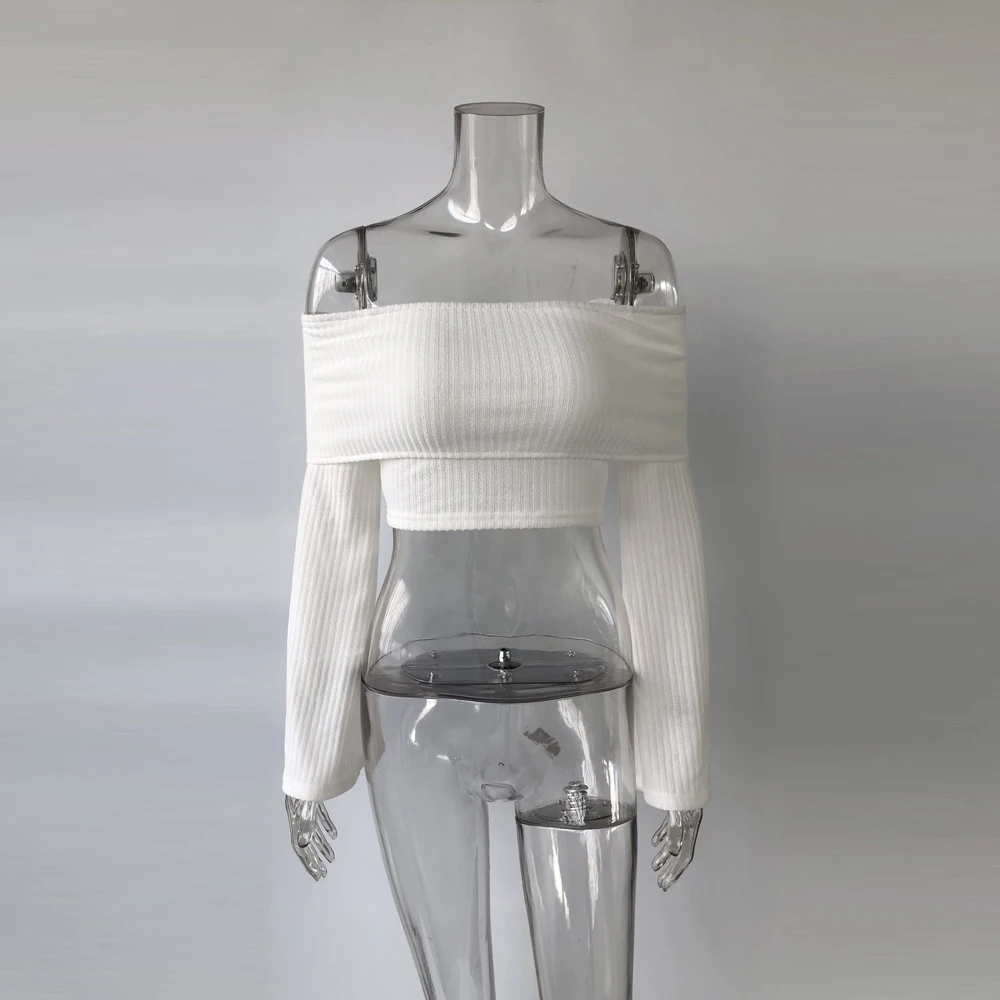 
8334 Custom Women sweater turtleneck women collarless sweaters girl knitted cotton pullover sweater crop top 