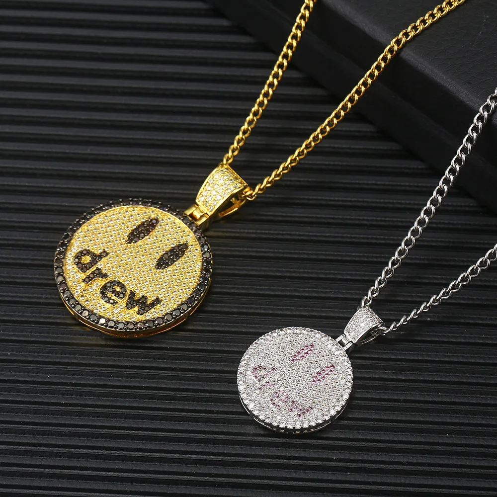 

Drew Smiling Face Pendant Necklace for Men Women Hip Hop Jewelry Lovers Justin Bieber Same Pendant Valentine's Day
