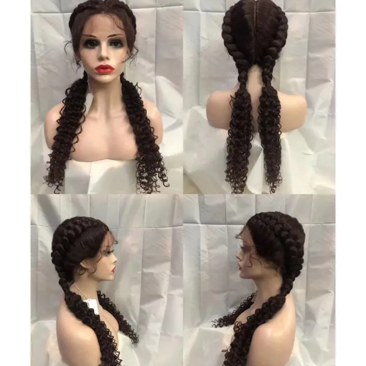 

wholesale synthetic braid wigs for black women lace frontal long 2 braided wigs braid hair synthetic hair