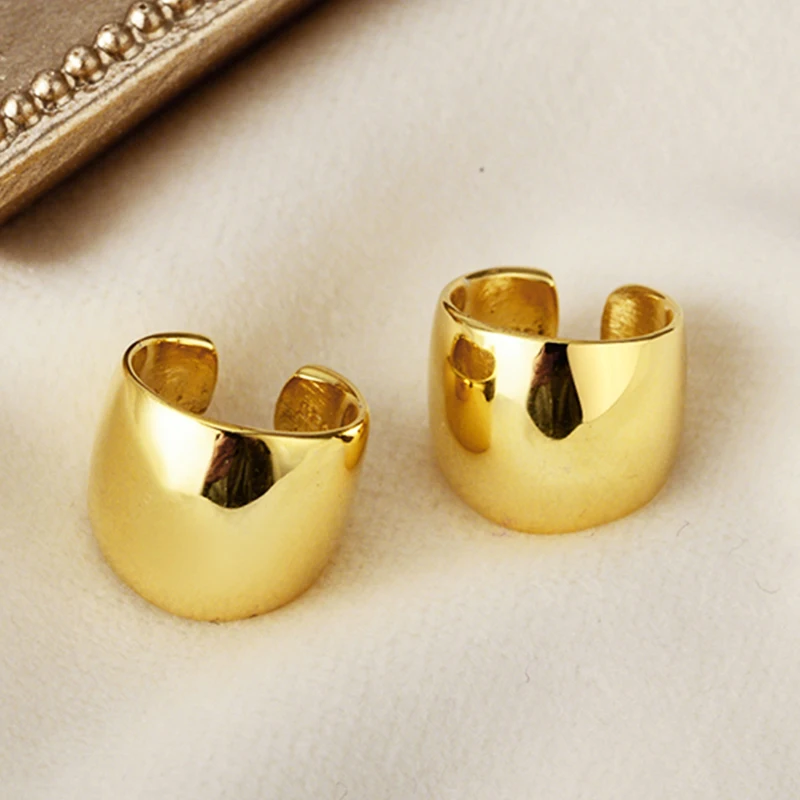 

ICEBELA S925 Sterling Silver Hypoallergenic Ear Cuffs Hook Huggies Chunky 18k Gold Plated Ear Bone Clip Earrings For Women