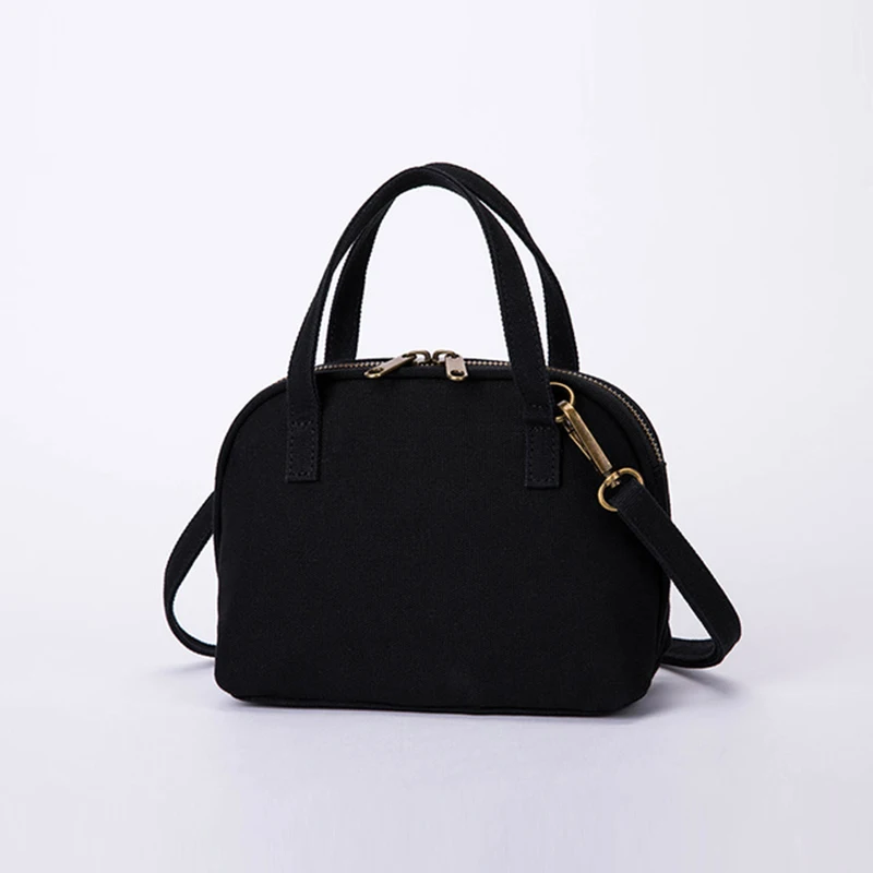 

High-end foreign style mini canvas shell bag hot sale canvas messenger bag classic canvas handbag, White or black