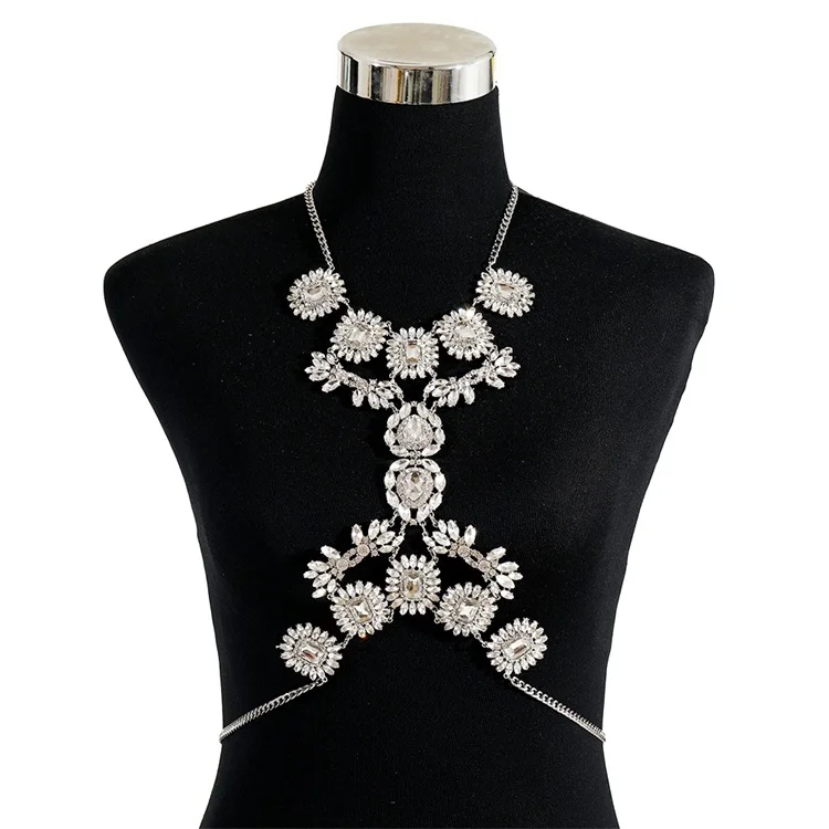 

Fashion Flower Crystal Body Chain Jewelry For Women Wholesale Sexy Alloy Bodies Accessories