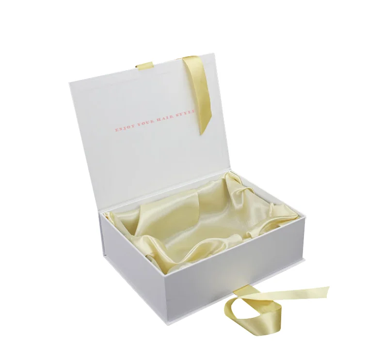 
Custom Logo Luxury Magnet Gift Box Cloth Dress Cosmetics Paper Box Hair Extension wigs Skincare Products Handbag Box with Satin 