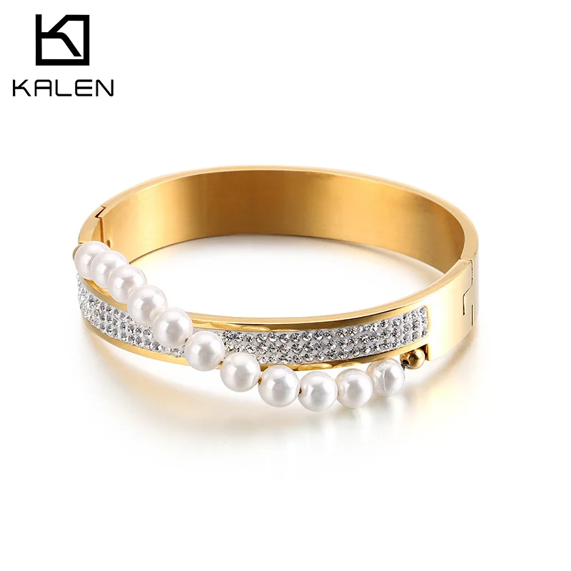 

Cross pearl diamond lady titanium stainless steel bracelet chain wholesale, Silver/gold/rose gold
