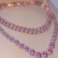 

rose gold pink cuban link necklace