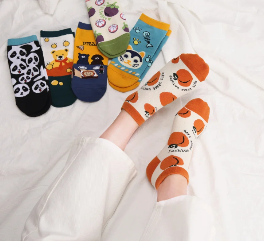 

Fashion original cotton fruit Chinese styler Panda tube lady girls novelty socks summer X2005, As picture shows