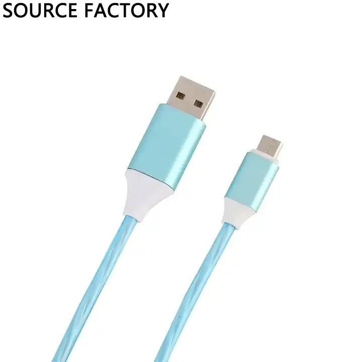 

USB A To Micro USB Data Cable Factory price 1M 2M Metal flowing light Charging Cable Android 2.4A Charging Cable