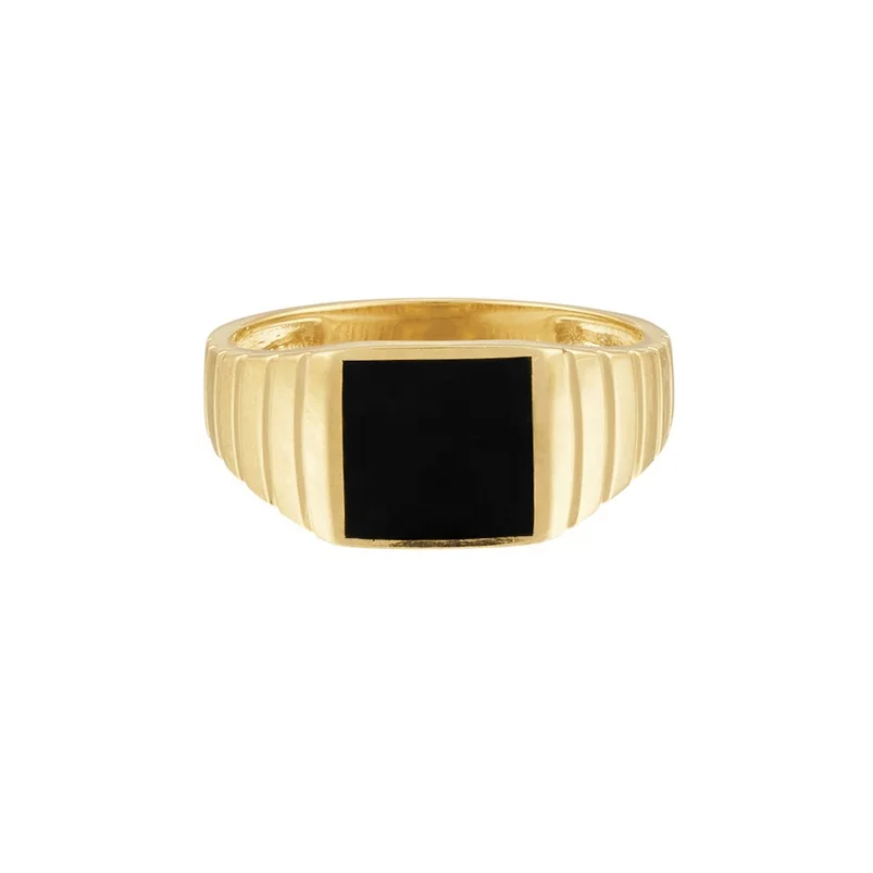 

Gemnel hot sale nice gift 925 silver jewelry gold plated black enamel signet ring men, Gold/rose gold/silver