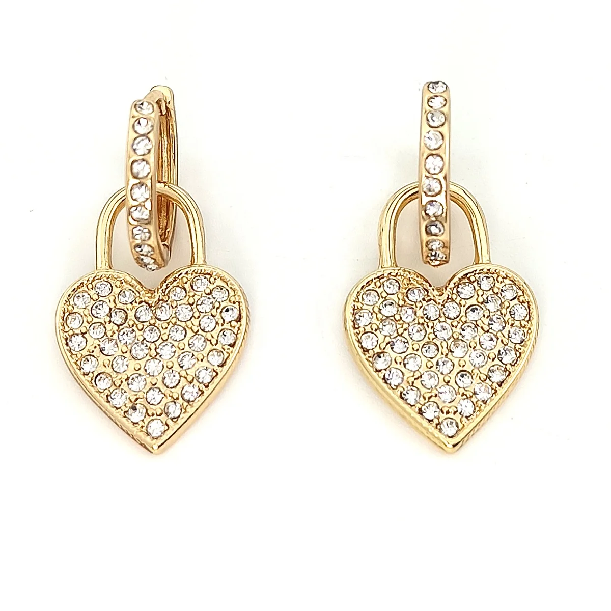 

New fashion hot sale drop gold plated crystal hoop heart stud earring for women girls