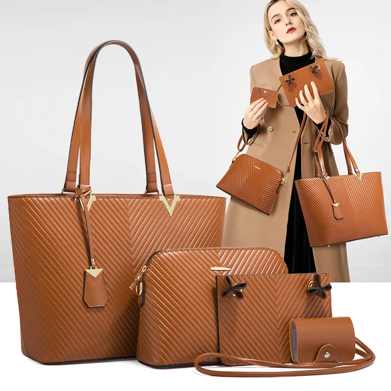 

Westal Women's Bag 4 pcs Set Fashion PU Leather Ladies Handbag Messenger Shoulder Bag Wallet Clutch Purse Handbags Set, Black,brown,white,darkblue