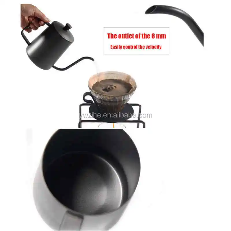 600ml Non-stick Stainless Steel Pour Over Coffee Tea Pot With