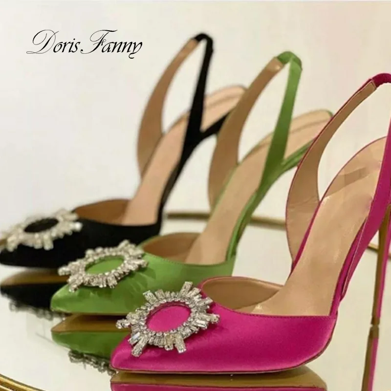 

Zapatos De Mujer Elegante Dropshipping Luxury Rhinestone Diamond Kitten Slingback Sandals Shoes Women Heel for Ladies